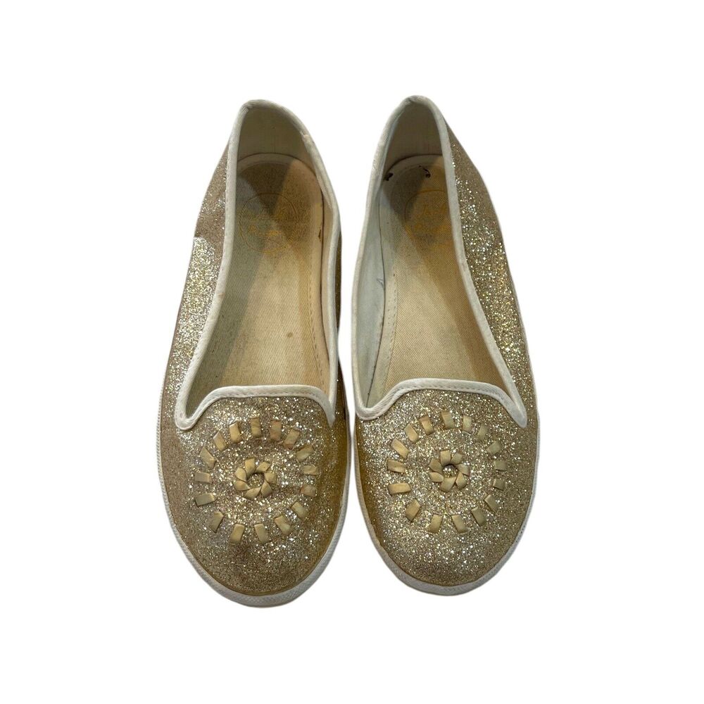 Jack Rogers Mila Gold Glitter Slip On‎ Flats Size 8